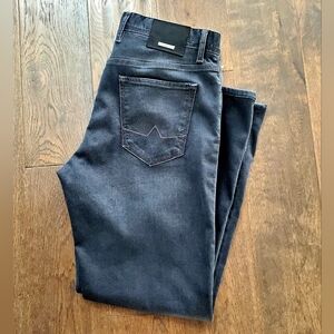 ALBERTO Men's Black Jeans Regular Fit 36x34 Standard 100 Cotton & Tencel Denim